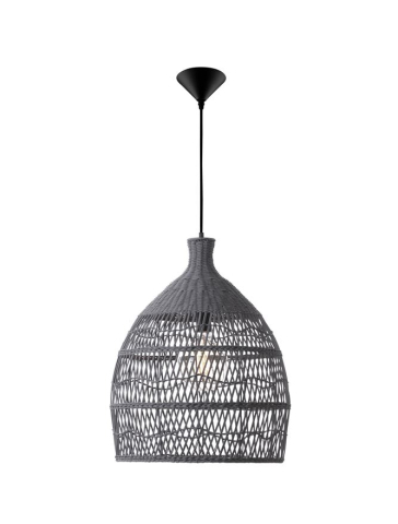Lustre simple - DESTIN suspensie SP1 - 9586702 - Gray Ratan Black Fabric Wire & Base