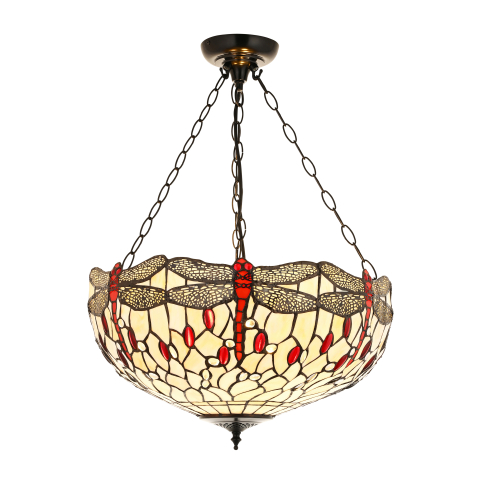Suspensie Dragonfly beige, 3 surse de lumină, mare, model inversat