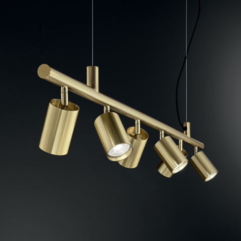 SUSPENSIE MODERNA DYNAMITE SP6 OTTONE SATINATO - IDEAL-LUX