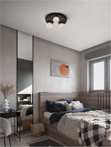 EDEM pafoniera - 9080128 - Sandy Black Aluminium Opal Glass
