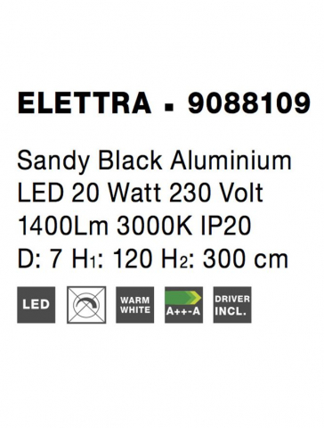 Elettra SP1 120 vertical  - NEGRU - suspensie moderna LED [6]