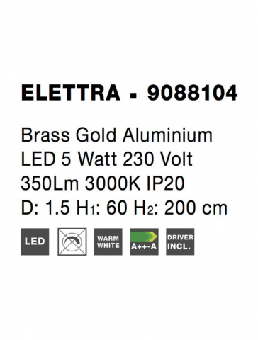 Elettra SP1 60 vertical  - gold - suspensie moderna LED [5]