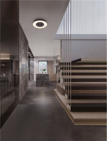 Plafoniere - EPOS PLAFONIEA PL40 - Triac Dimmable Sandy Black & White Metal & Polycarbonate