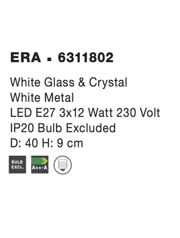 ERA plafoniera - 6311802 - White Glass & Crystal White Metal [3]