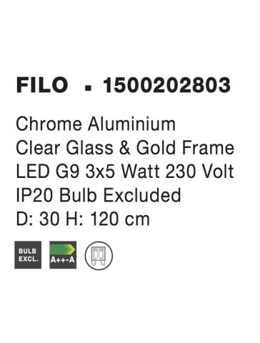 FILO suspensie SP1 - 1500202803 - Chrome Aluminium Clear Glass & Gold Frame [3]