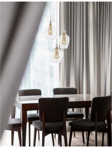 Lustre simple - FILO suspensie SP1 - 1500202803 - Chrome Aluminium Clear Glass & Gold Frame