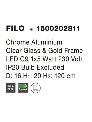FILO suspensie SP1 - 1500202811 - Chrome Aluminium Clear Glass & Gold Frame [3]