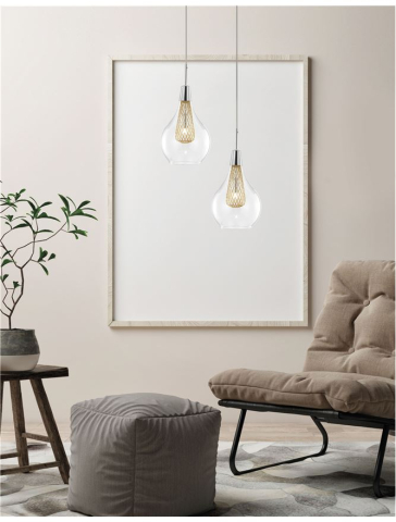 FILO suspensie SP1 - 1500202811 - Chrome Aluminium Clear Glass & Gold Frame