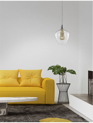 FILO suspensie SP1 - 1500202821 - Chrome Aluminium Clear Glass & Gold Frame