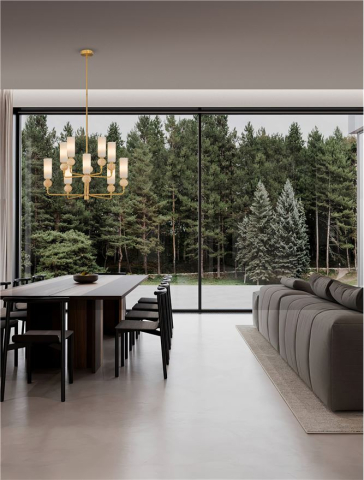 Filomena SP10 - Stone Travertine & Opal Glass Glossy Brushed Gold Metal Base - Suspensie