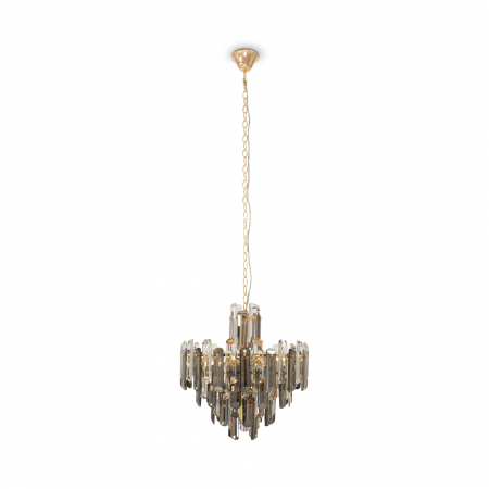 Candelabre - Suspensie moderna FLARE - DIA200PL-06G - cristal transparent si cristal Fumee