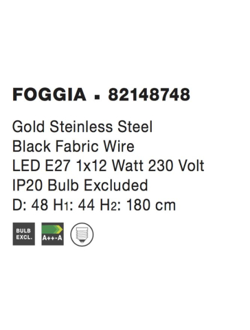 FOGGIA suspensie SP1 - 82148748 - Stainless Steel Gold Black Fabric Wire [4]