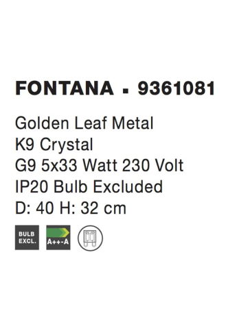 FONTANA plafoniera -  9361081 - Golden Leaf Metal K9 Crystal [2]