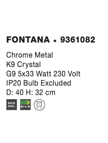 FONTANA plafoniera - 9361082 - Chrome Metal K9 Crystal [4]