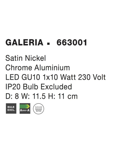 GALERIA aplica AP1 - 663001 - Satin Nickel & Chrome Aluminium [3]