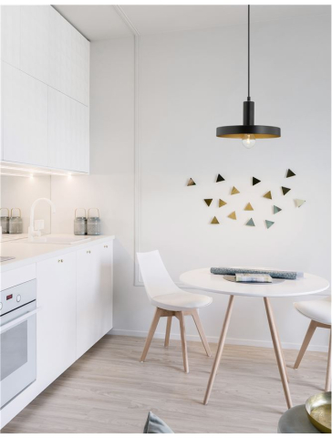 Lustre simple - GARNI suspensie SP1 - 9417053 - Black Metal Outside & Gold Inside, Black PVC Wire