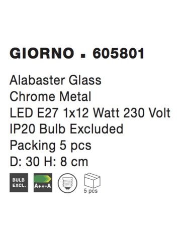 GIORNO plafoniera - 605801 - Alabaster Glass Chrome Metal [2]