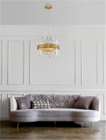 Candelabre - CROWN Suspension LAMP, 5L.,  diam 35 - GOLDEN - Nova Luce