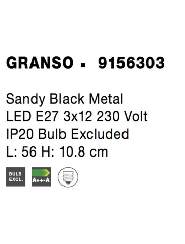 GRANSO plafoniera - 9156303 - Sandy Black Metal [5]