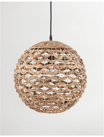 Lustre simple - GRIFFIN suspensie SP1 - 9587122 - Dried Water Hyacinth Black Fabric Wire & Base