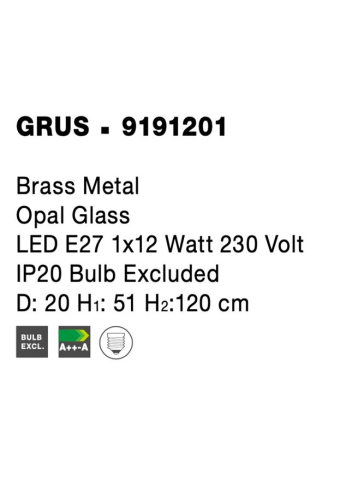 GRUS suspensie SP1 - 9191201 - Brass Metal Opal Glass [7]