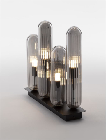 GUSTAVE plafoniera - 9028854 -  Light Smoky Grey Glass & Matt Black Metal [2]