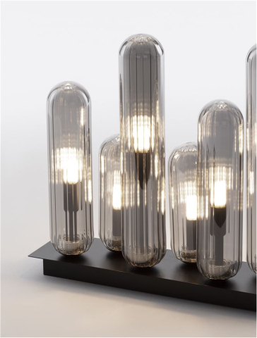 Plafoniere - GUSTAVE plafoniera - 9028854 -  Light Smoky Grey Glass & Matt Black Metal