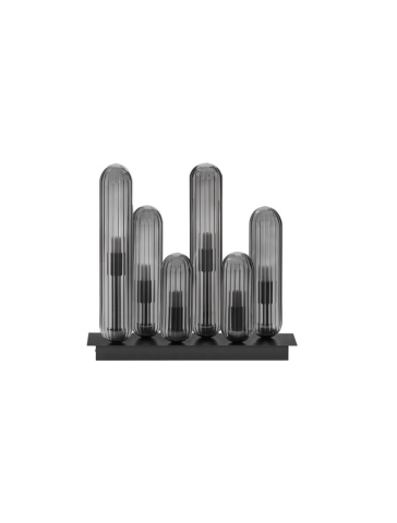GUSTAVE plafoniera - 9028854 -  Light Smoky Grey Glass & Matt Black Metal [1]