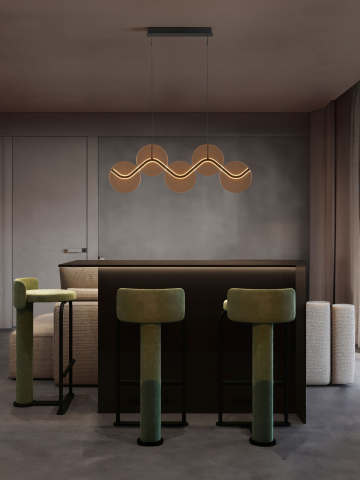 Lustre simple (suspensie) - HALLEY 1 champagne - suspensie moderna LED - Long