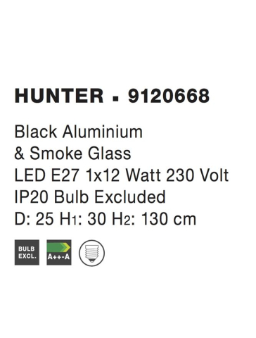 HUNTER suspensie SP1 - 9120668 - Black Aluminium & Smoke Glass [3]