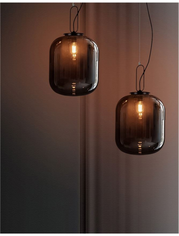 Lustre simple - HUNTER suspensie SP1 - 9120668 - Black Aluminium & Smoke Glass