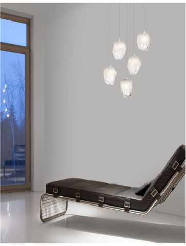 Lustre simple - ICE suspensie SP5 - 9160235 - Gradient White Colour Glass & White Metal