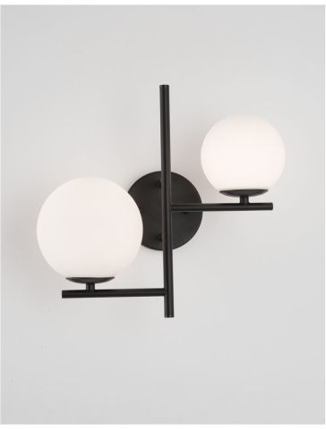 Aplice - IMPERO AP2 - 9190421 - White Frosted Glass Black Metal