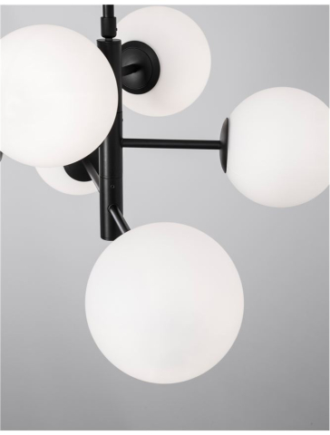 IMPERO suspensie SP6 - 9100361 -  White Frosted Glass Black Metal [4]
