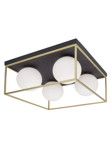 Plafoniere - JULIET plafoniera - 9206403 - Brass & Black Metal White Opal Glass