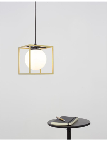 JULIET suspensie SP1 - 9206401 - Brass & Black Metal White Opal Glass