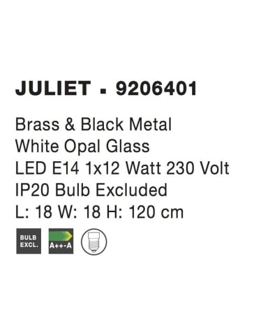 JULIET suspensie SP1 - 9206401 - Brass & Black Metal White Opal Glass [3]