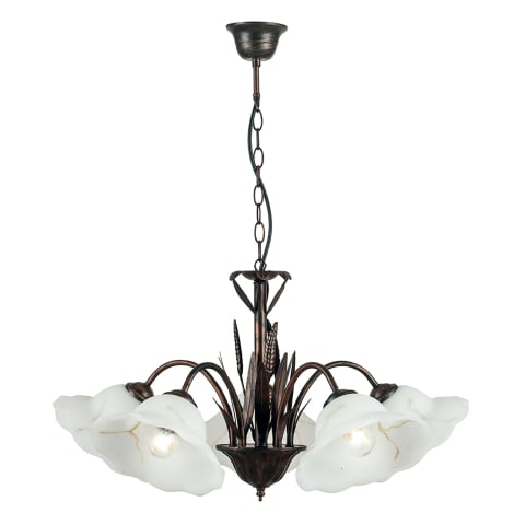 LAMPADARIO BYRON RUGGINE 5XE27 64X100CM