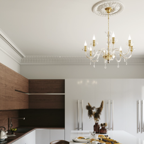 Candelabre - LAMPADARIO RIFLESSO ORO 15XE14 94X140CM