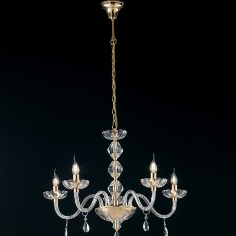 Candelabre - LAMPADARIO RIFLESSO ORO 5XE14 70X190CM