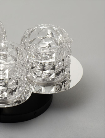 LAWAN plafoniera - 9009292 - Chrome & Matt Black Metal Structured Glass [3]