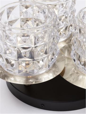 LAWAN plafoniera - 9009293 - Glosy Sandy Gold & Matt Black Metal Structured Glass [3]