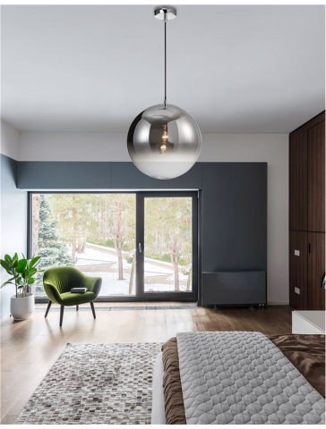 Lustre simple - LAZIONE suspensie SP1 - 9080400 - Gradient Smoke Glass Chrome Aluminium