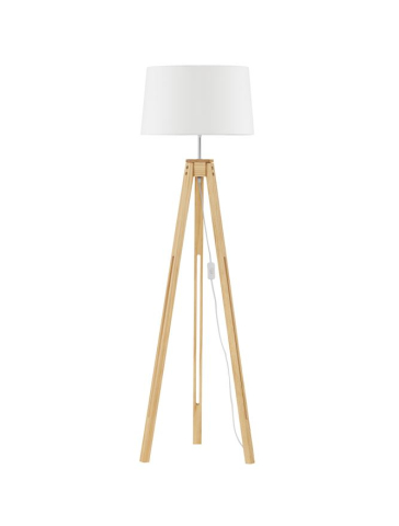 LE ROY lampadar - 9050165 - White Fabric Shade Natural Wood Base [1]