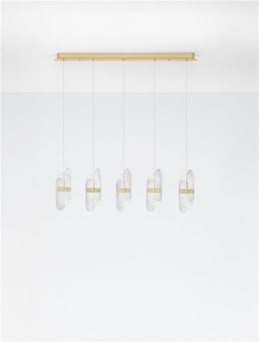 Corpuri pt interior - Lucien SP5 LINE - Suspensie moderna sticla - Brass Gold Metal & Clear Glass (2700K)