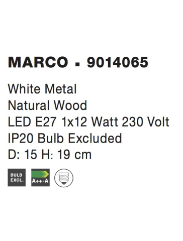 MARCO veioza - 9014065 - White Metal Natural Wood [3]