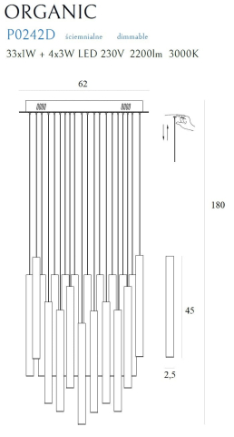 MAXLIGHT P0242D Lustre simple ORGANIC 33x1 Auriu [2]