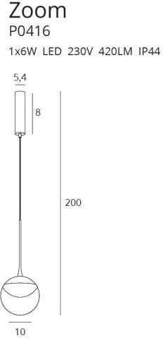MAXLIGHT P0416 Lustre simple ZOOM negru, 6W LED [2]