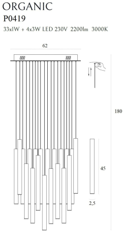 MAXLIGHT P0419D Lustre simple ORGANIC 33x1 Negru Dimmabil [1]