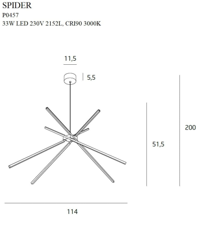 MAXLIGHT P0457 Lustre simple SPIDER auriu [3]